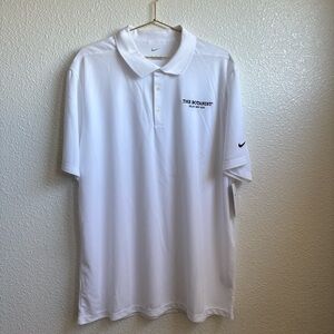 Nike White Men’s golf Polo with The Botanist Logo, small stain shown in last pic